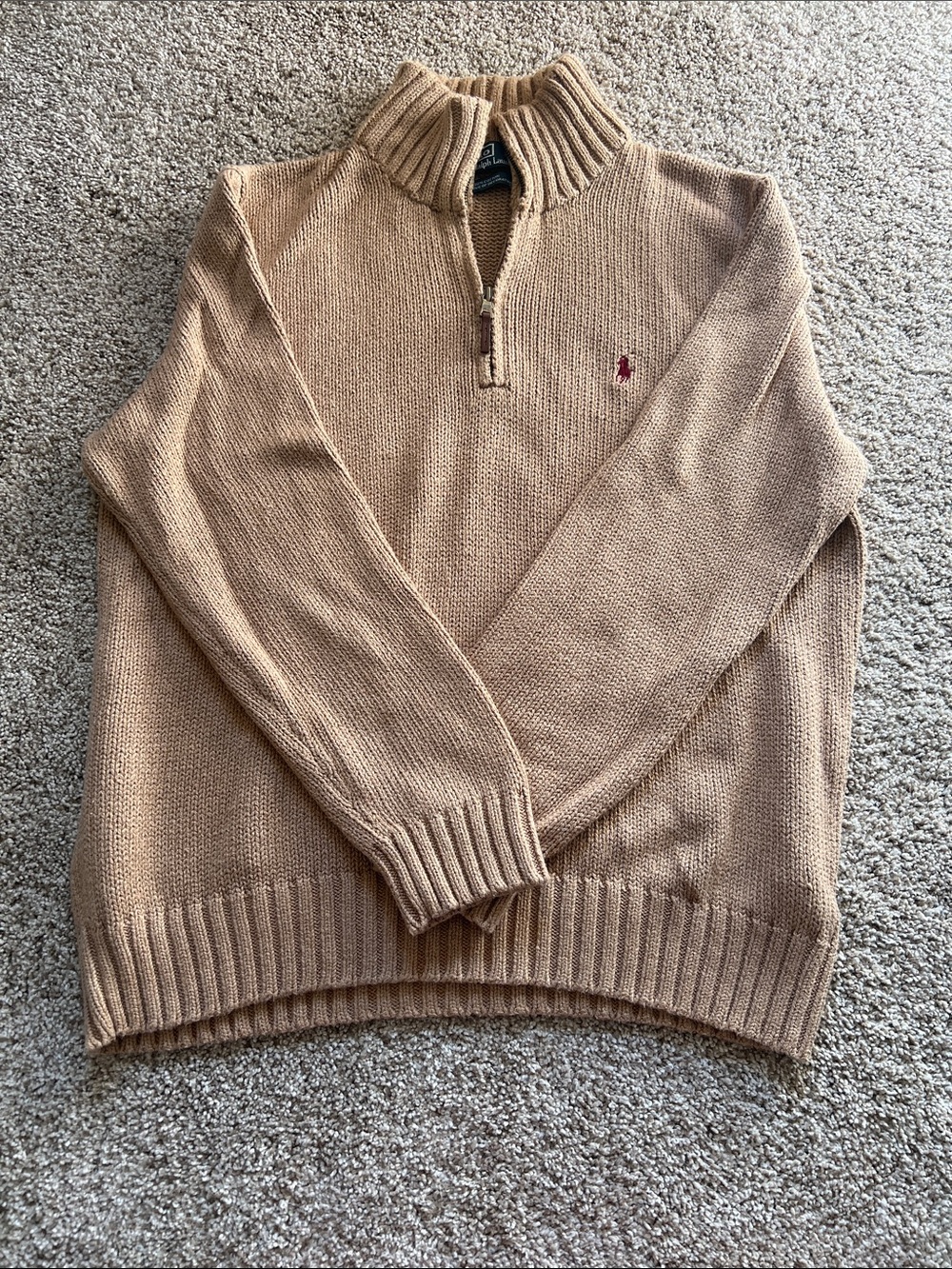 Polo by Ralph Lauren Tan Half-Zip Knit Sweater